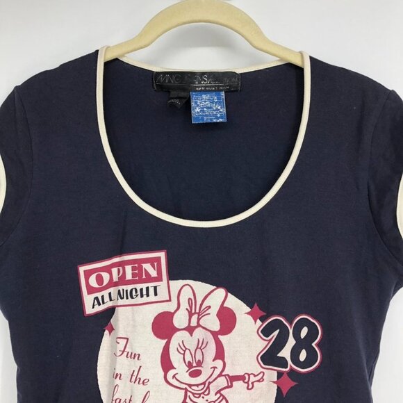 MNG Jeans Disney Minnie Mouse Bowlville Navy Sleeveless graphic t-Shirt size S - Picture 4 of 13